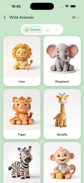 Wild Animals category screen